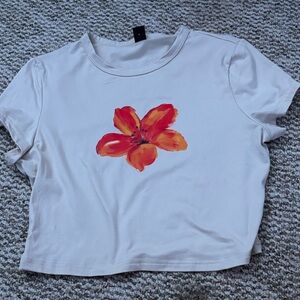 Floral Print White Crop Top